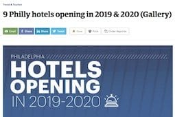 Article by the Philadelphia Business Journal on new hotels opening in 2019 and 2020 that include Lokal Hotel Fishtown